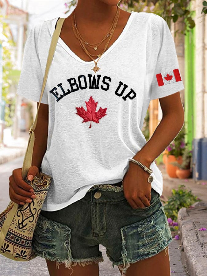 Women's Retro Canada Elbows Up Print T-Shirt