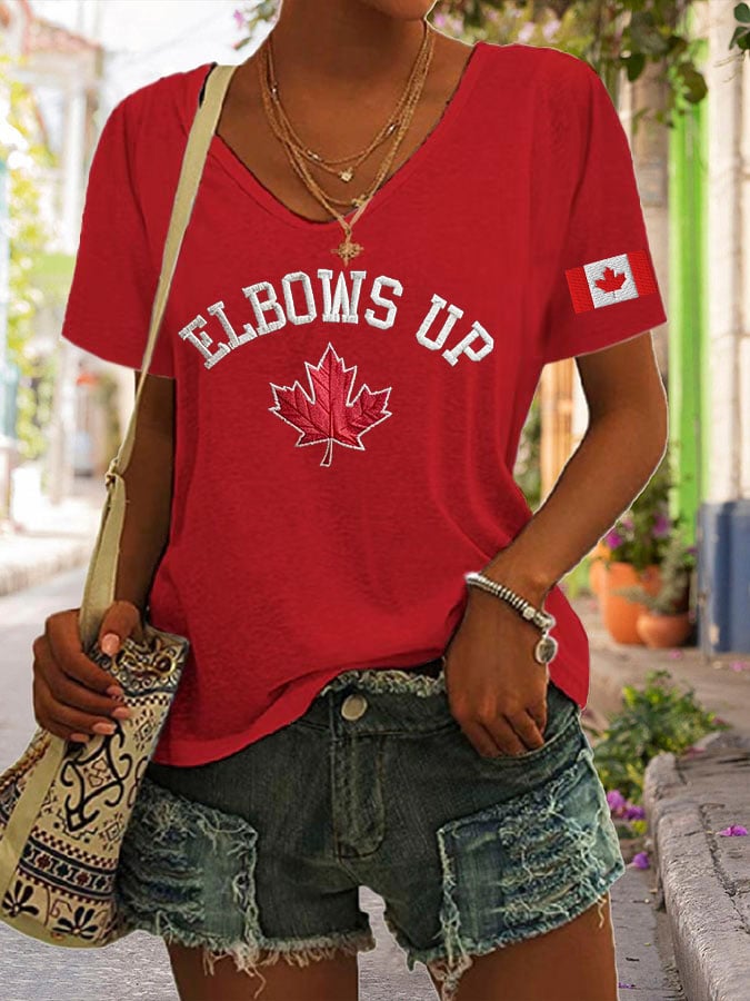 Women's Retro Canada Elbows Up Print T-Shirt