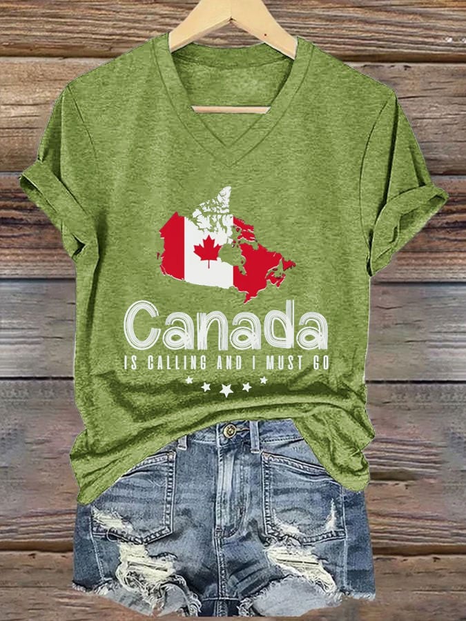 Women's Canada Is Calling And I Must Go Print T-Shirt