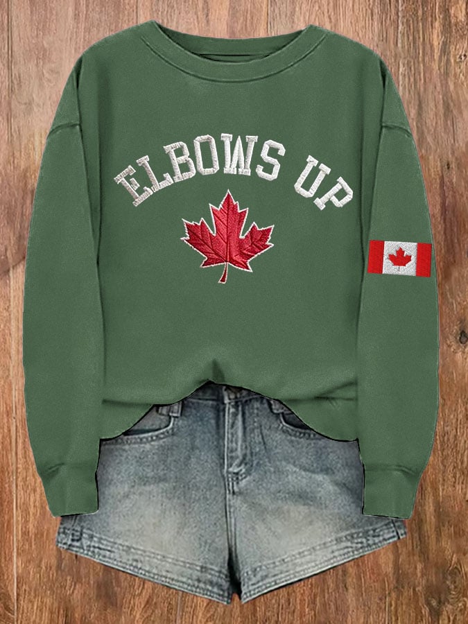 Women's Retro Canada Elbows Up Print Sweatshirt