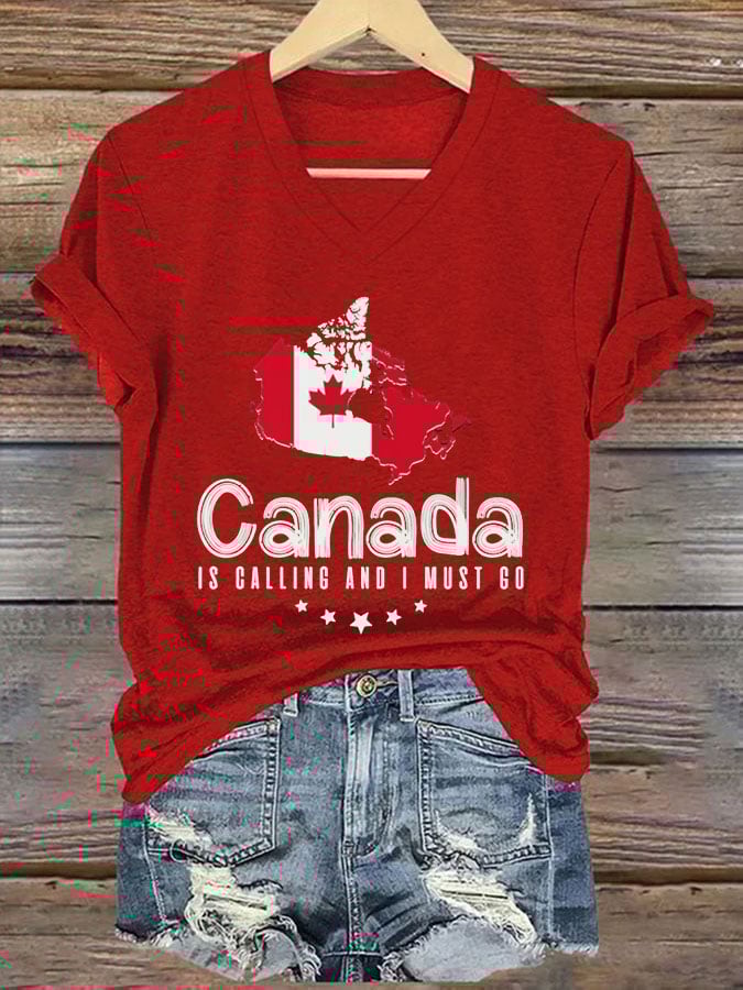 Women's Canada Is Calling And I Must Go Print T-Shirt