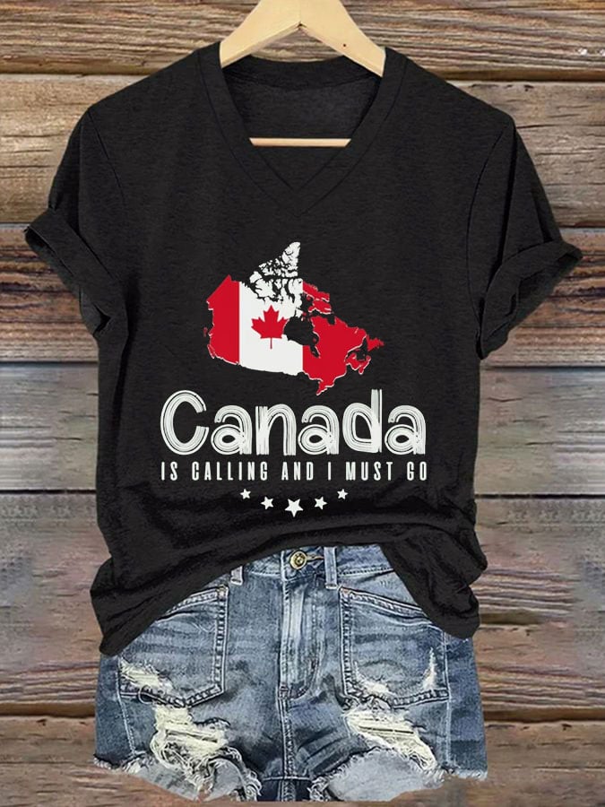 Women's Canada Is Calling And I Must Go Print T-Shirt