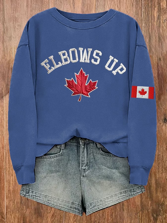 Women's Retro Canada Elbows Up Print Sweatshirt
