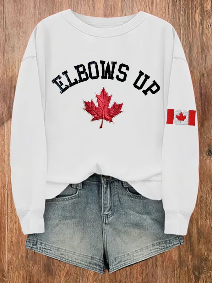 Women's Retro Canada Elbows Up Print Sweatshirt