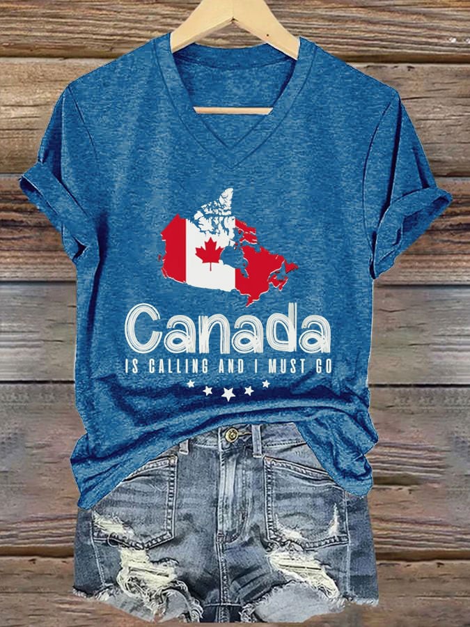 Women's Canada Is Calling And I Must Go Print T-Shirt