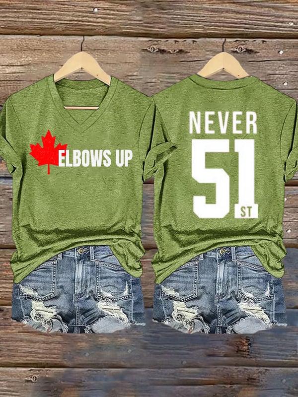 Women's Canada Elbows Up Never 51st Printed Short-Sleeved T-Shirt