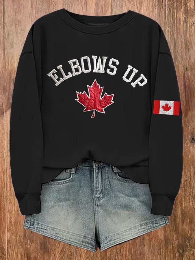 Women's Retro Canada Elbows Up Print Sweatshirt