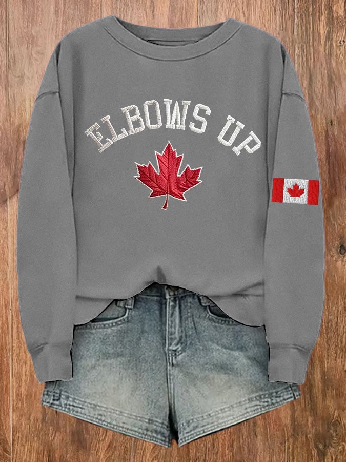 Women's Retro Canada Elbows Up Print Sweatshirt