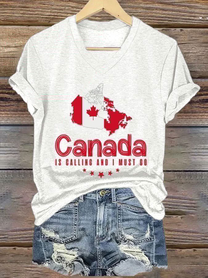 Women's Canada Is Calling And I Must Go Print T-Shirt