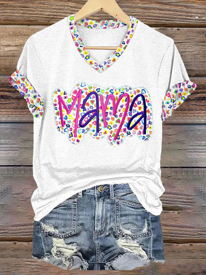 Women's Mother's Day MAMA In Floral Short-sleeved T-shirt