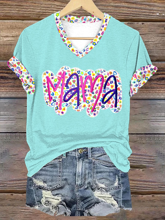 Women's Mother's Day MAMA In Floral Short-sleeved T-shirt