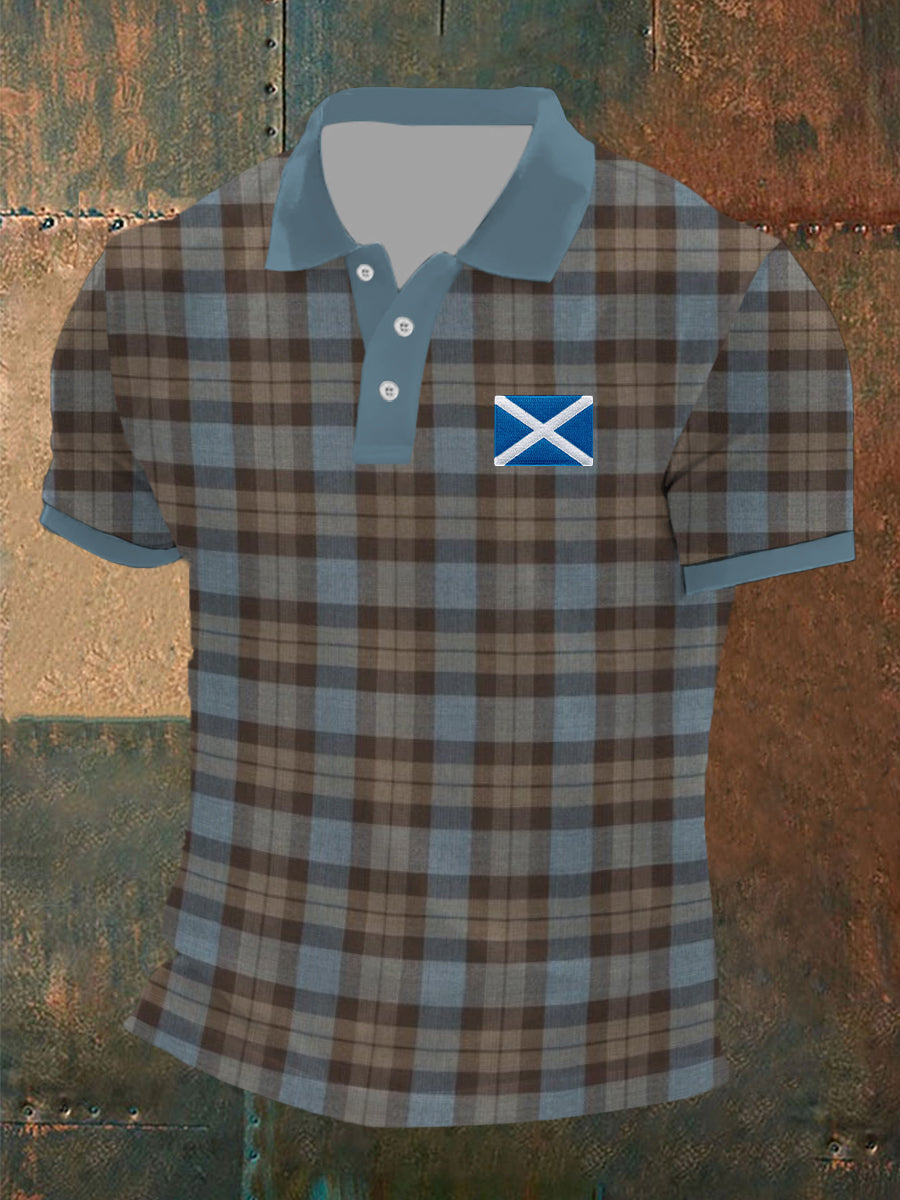 Men's Scottish Tartan Print Casual Top