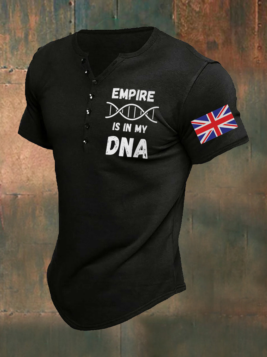 Men's England Empire Is In My DNA Printed Henley Shirt