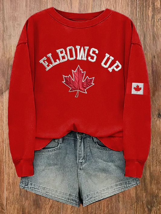 Women's Retro Canada Elbows Up Print Sweatshirt