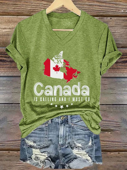 Women's Canada Is Calling And I Must Go Print T-Shirt