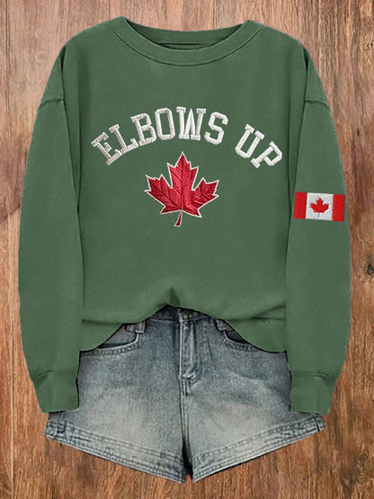 Women's Retro Canada Elbows Up Print Sweatshirt
