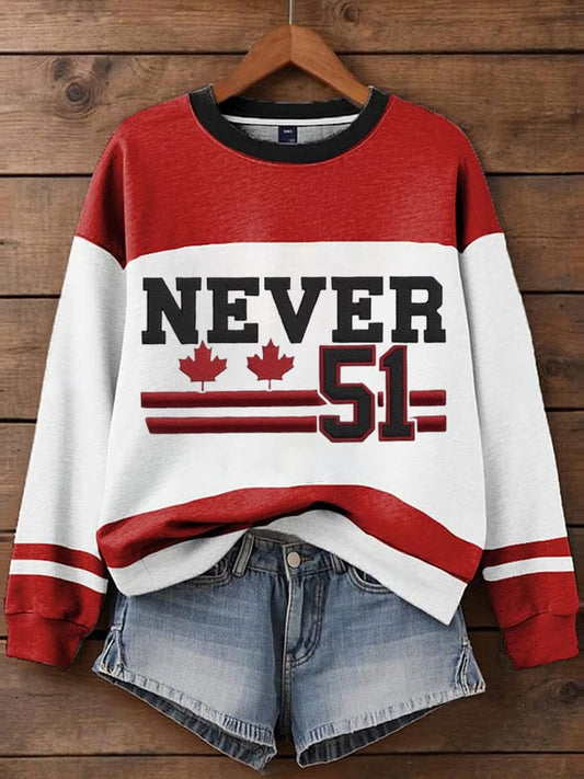 Women's Canada Never 51st Print Casual Sweatshirt
