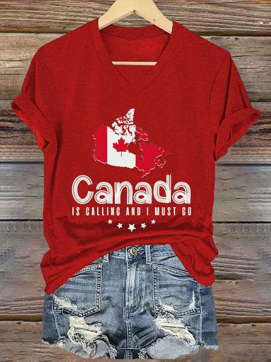 Women's Canada Is Calling And I Must Go Print T-Shirt