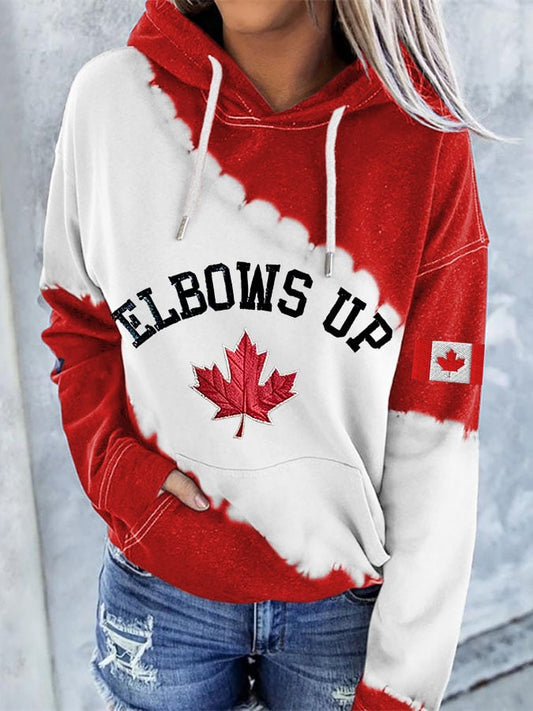 Women'S Canada Elbows Up Print Hoodie