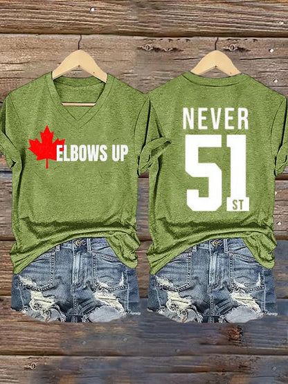 Women's Canada Elbows Up Never 51st Printed Short-Sleeved T-Shirt