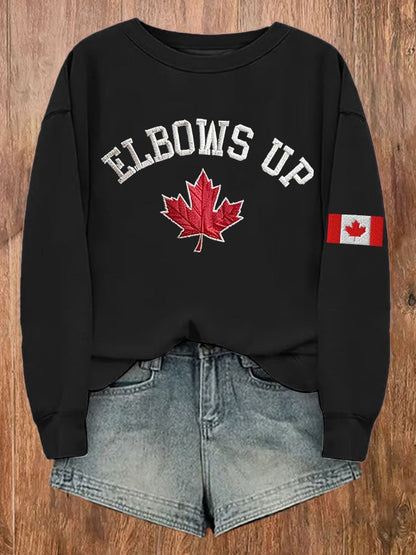 Women's Retro Canada Elbows Up Print Sweatshirt
