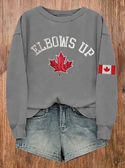 Women's Retro Canada Elbows Up Print Sweatshirt