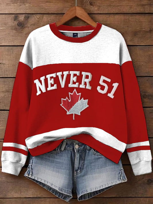 Women's Canada Never 51st Print Casual Sweatshirt
