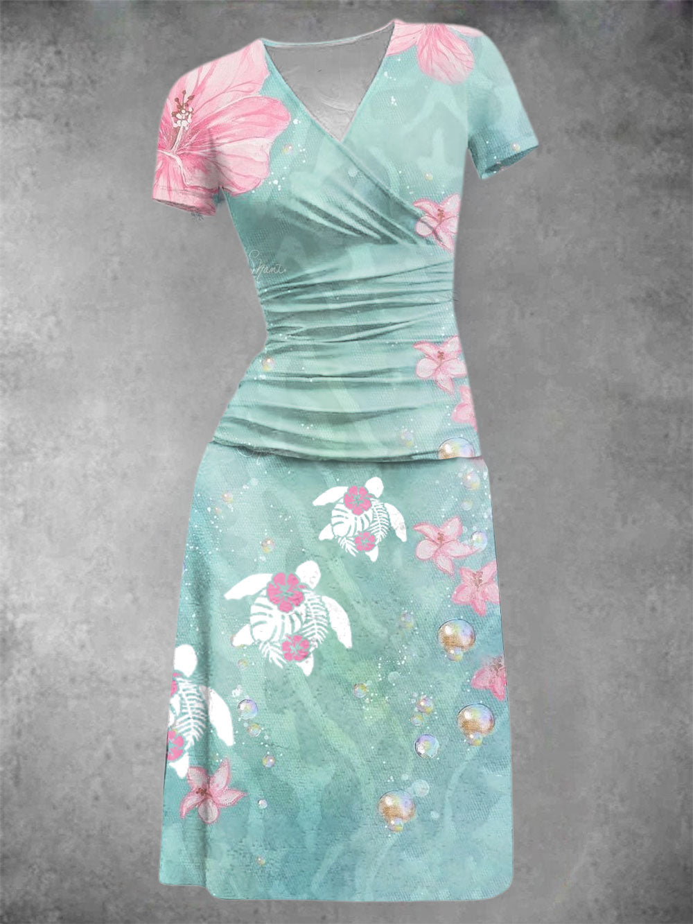 Women's Vacation Sea Turtle Printed Dress