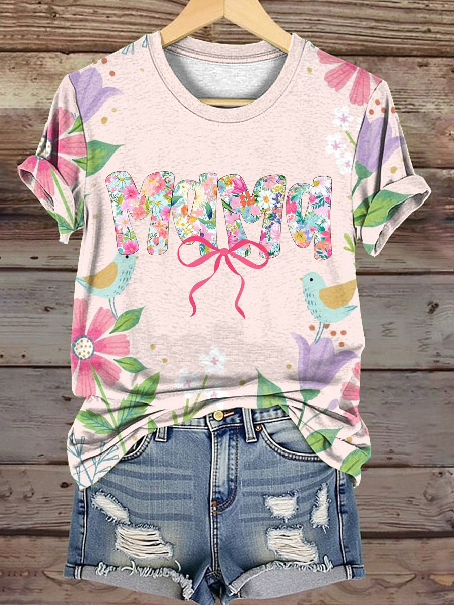 Women's MAMA Wildflowers Mothers Day Gift Short Sleeve T-shirt