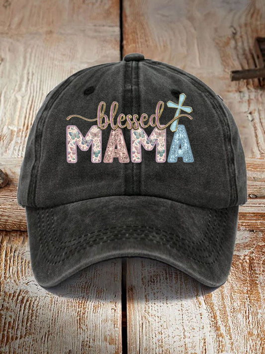 Unisex Blessed Mama Print Hat