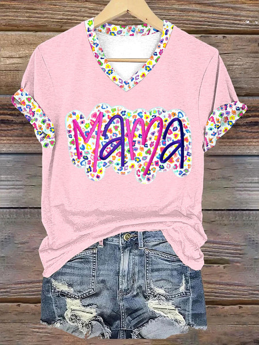 Women's Mother's Day MAMA In Floral Short-sleeved T-shirt