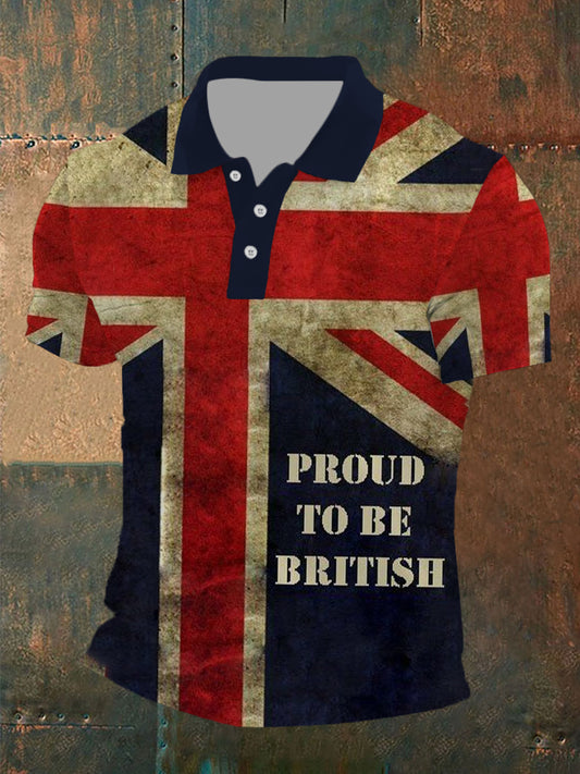 Men's UK Flag Proud To Be British Printed Casual POLO T-shirt