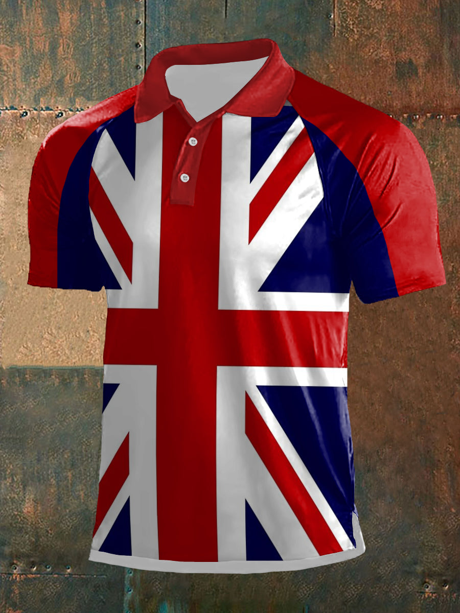 Men's UK Flag Print Casual Polo