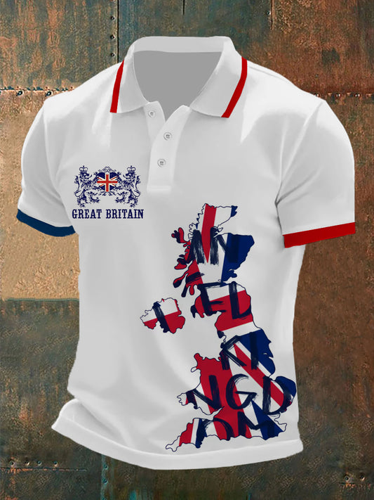 Men's UK Flag  Printed Casual POLO T-shirt
