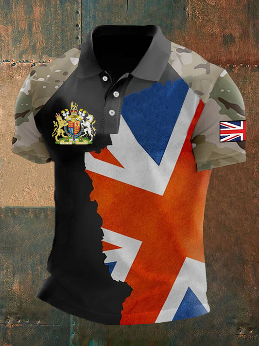 Men's UK Flag  Printed Casual POLO T-shirt