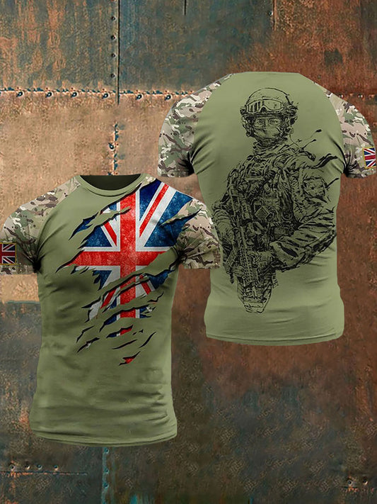 Men's UK Flag Printed Casual Short Sleeve T-shirt