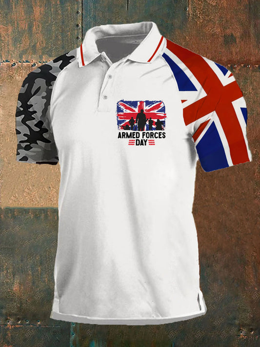 Men's Armed Forces Day Printed Button T-Shirt