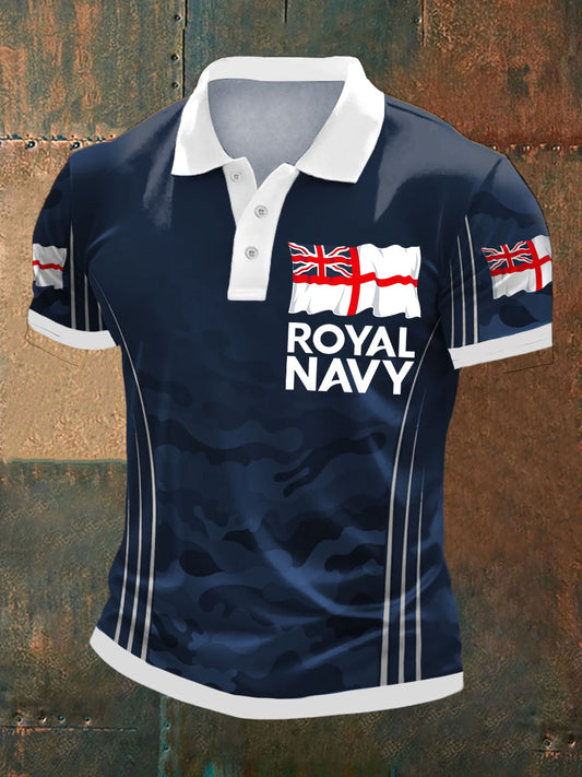Men's Royal Navy Vetera Printed Casual Tops
