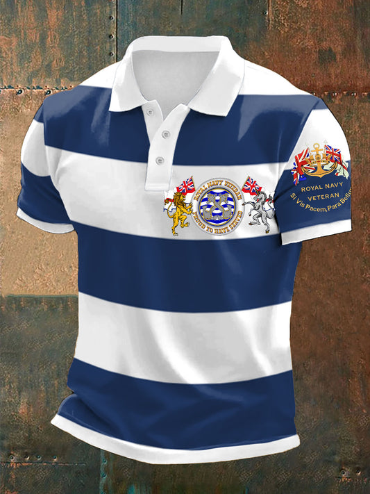 Men's Royal Navy Veteran Printed Casual Tops