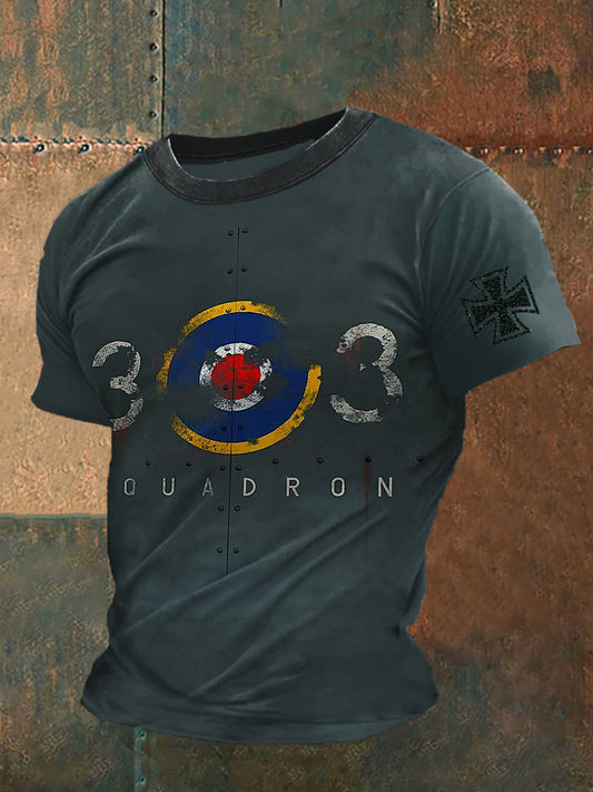 Wing Fighter Jet Printed Vintage Fashion Loose Short Sleeve T-Shirt