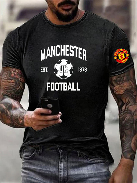 Retro British Manchester United Culture And Art Pattern Casual Short-Sleeved T-Shirt