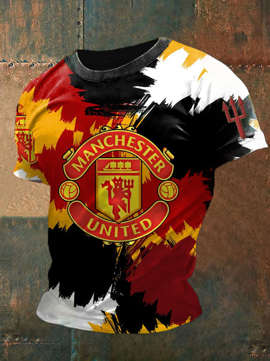 Retro British Manchester United Culture And Art Pattern Casual Short-Sleeved T-Shirt