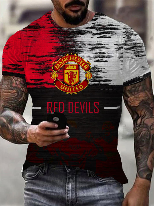 Retro British Manchester United Culture And Art Pattern Casual Short-Sleeved T-Shirt