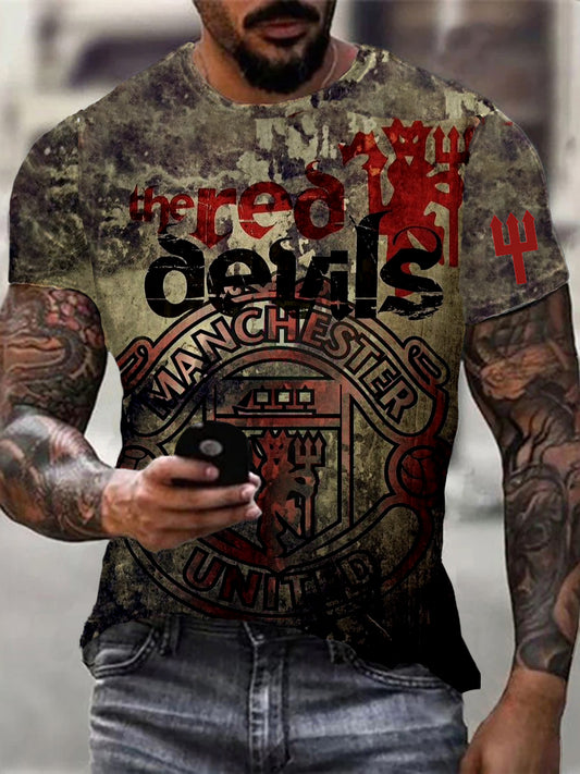 Retro British Manchester United Culture And Art Pattern Casual Short-Sleeved T-Shirt