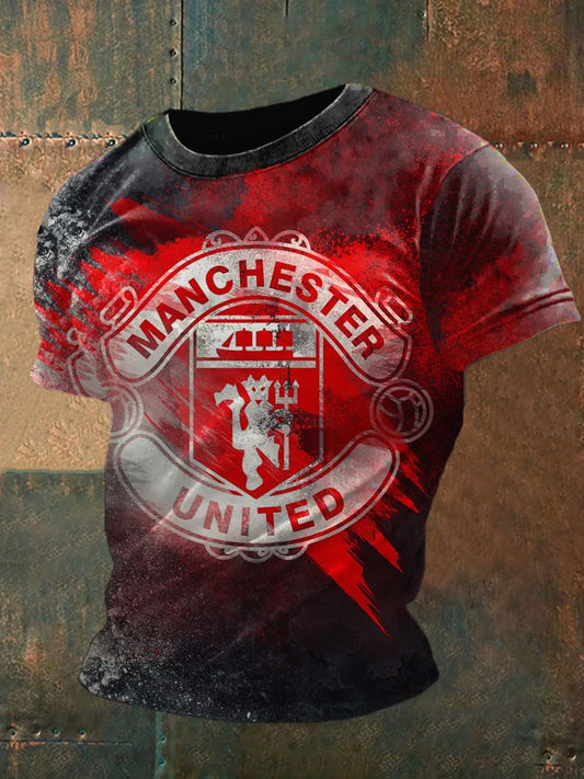 Retro British Manchester United Culture And Art Pattern Casual Short-Sleeved T-Shirt