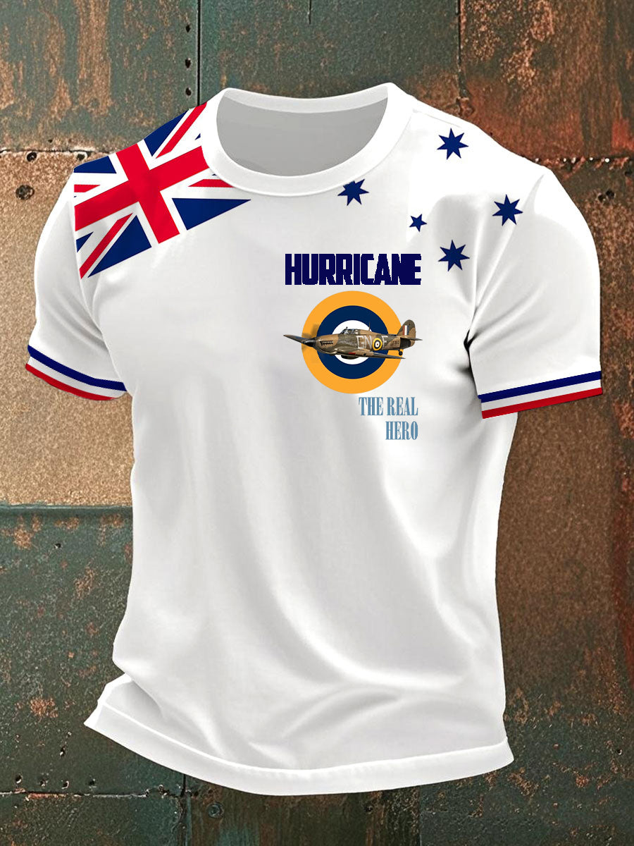 Men's Retro British Air Force Culture Art Pattern Casual Short Sleeve T-Shirt