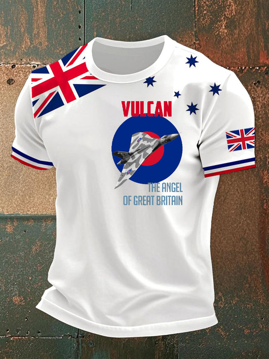 Men's Retro British Air Force Culture Art Pattern Casual Short Sleeve T-Shirt