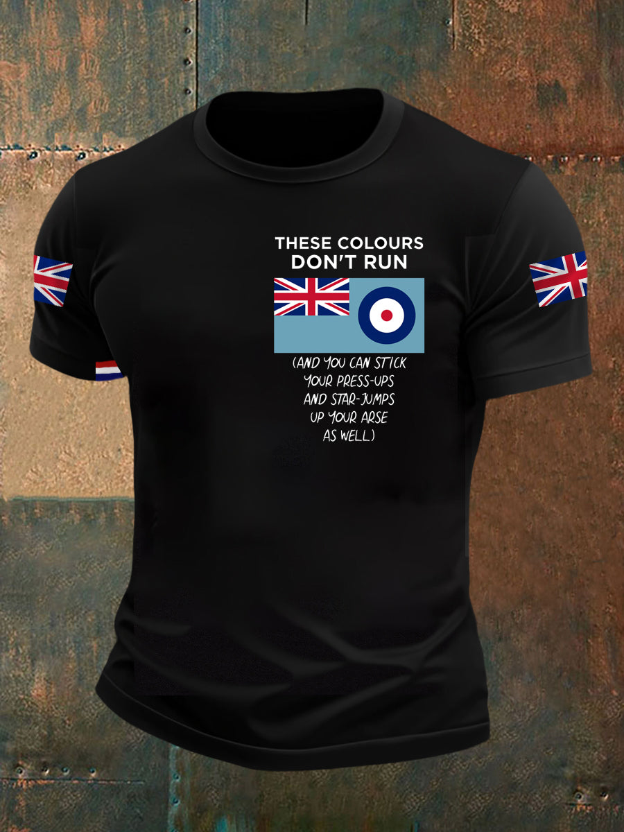 Men's Retro British Air Force Culture Art Pattern Casual Short Sleeve T-Shirt
